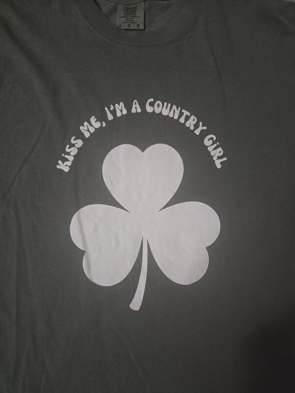 Comfort Colors Gray Tee with White Shamrock Graphic